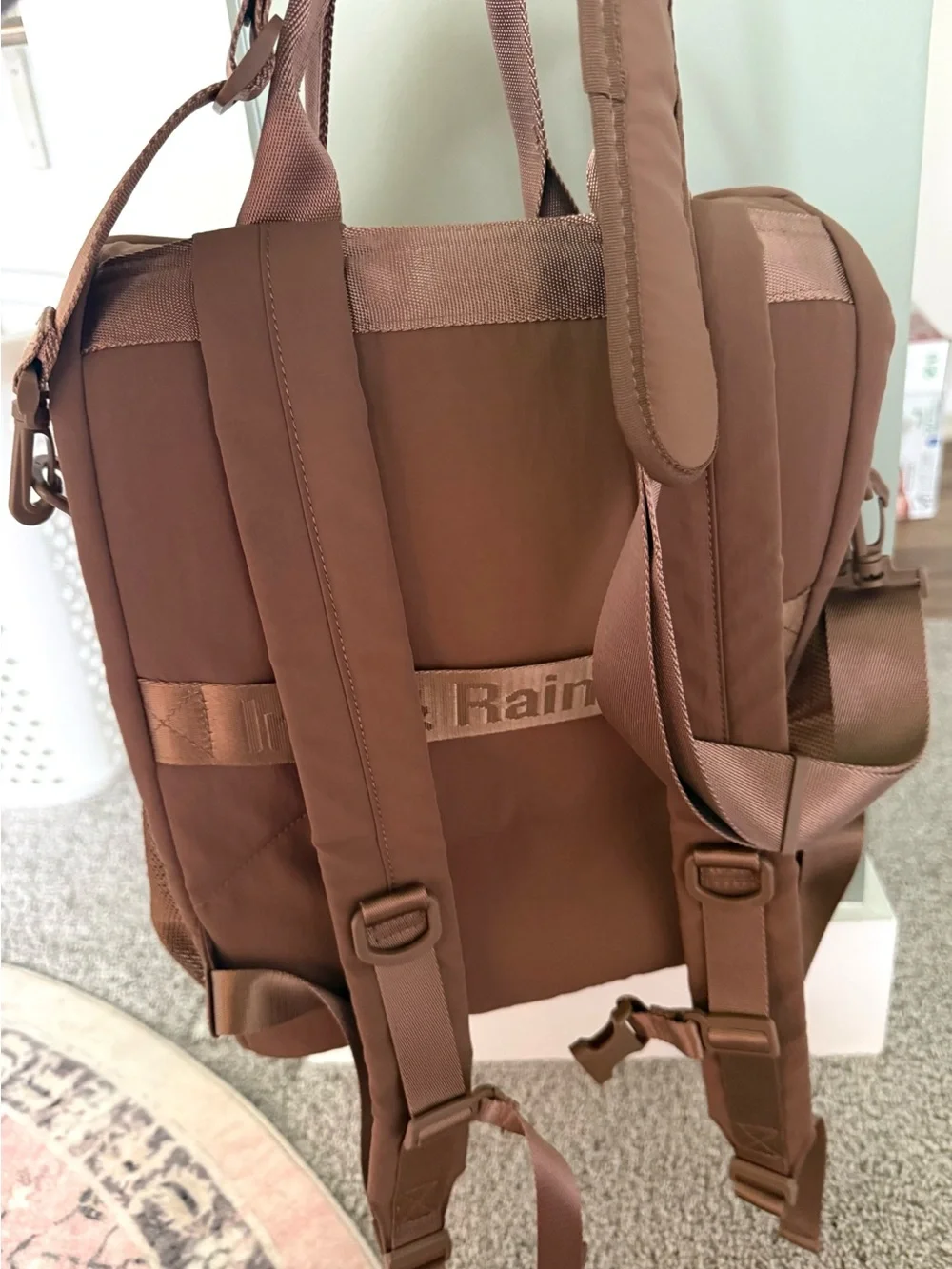 Iris & Rainbow Brown Roll-Top Baby Bag Backpack